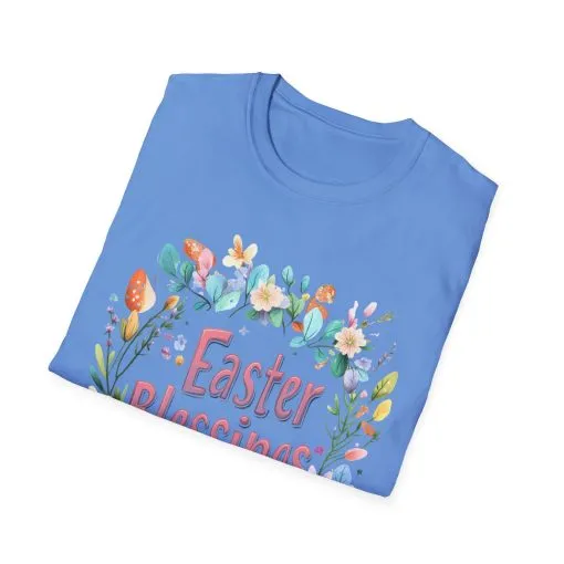 Easter Blessings Unisex Softstyle T-Shirt – Spring Floral Design - Image 33