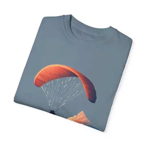 Adventure Awaits Unisex Garment-Dyed T-shirt - Paragliding and Mountain Design - Image 38