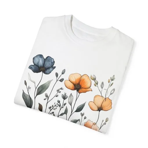 Floral Garden Unisex Garment-Dyed T-Shirt - Eco-Friendly Spring Wear - Image 3