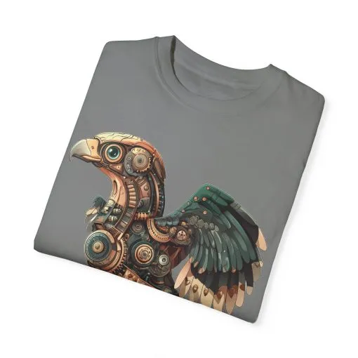 Steampunk Mechanical Bird Unisex Garment-Dyed T-Shirt - Image 30