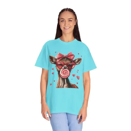 Cute Valentine’s Day Deer T-Shirt - Garment-Dyed Unisex Tee with Heart Design - Image 20