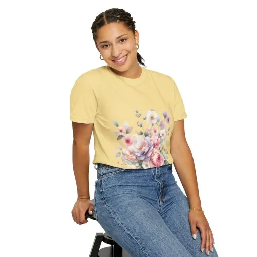 Floral Bliss Unisex Garment-Dyed T-Shirt – Perfect for Spring Celebrations and Everyday Wear - Image 24