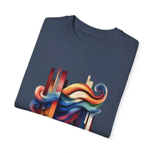 Colorful Abstract Art Unisex Garment-Dyed T-Shirt | Trendy Graphic Tee for Art Lovers - Image 2