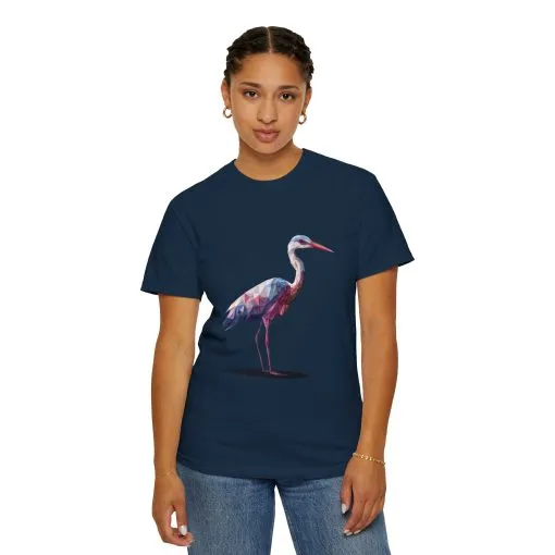 Geo Crane Unisex Garment-Dyed T-Shirt – Stylish Bird Graphic Tee for Nature Lovers - Image 45