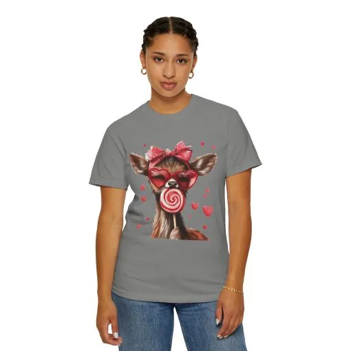 Cute Valentine’s Day Deer T-Shirt - Garment-Dyed Unisex Tee with Heart Design - Image 31