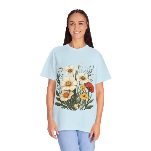 Floral Garden Unisex T-Shirt - Vintage Style Flower Design - Image 20