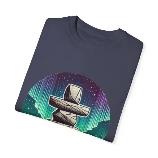 Northern Lights Stone Cairn Unisex Garment-Dyed T-Shirt - Image 38