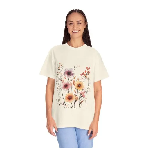 Floral Garden Unisex Garment-Dyed T-Shirt - Perfect for Spring and Casual Wear - Image 11