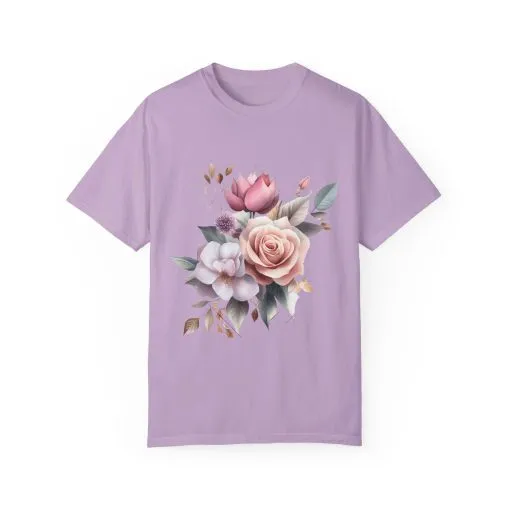Floral Bouquet Unisex Garment-Dyed T-Shirt - Perfect for Spring Celebrations - Image 17