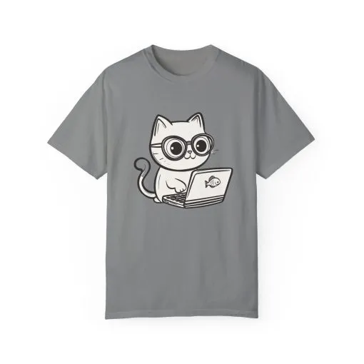 Cute Cat Gamer Unisex Garment-Dyed T-Shirt - Image 25