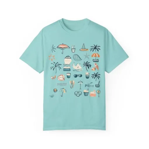 Beach Vibes Unisex Garment-Dyed T-Shirt | Summer Fun Graphic Tee - Image 21