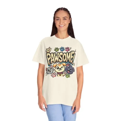 Pawsome Garment-Dyed T-Shirt for Animal Lovers - Image 16