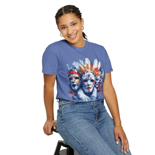 Vibrant Carnival Masks T-Shirt - Unisex Garment-Dyed Tee for Festive Celebrations - Image 20