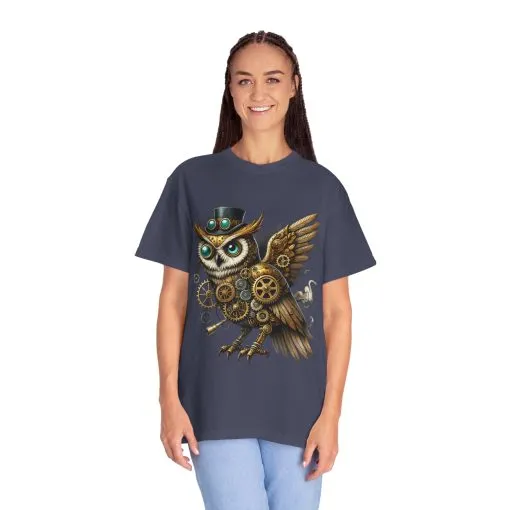 Steampunk Owl Unisex Garment-Dyed T-Shirt - Image 32