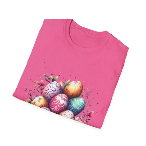 Easter Egg Floral Unisex Softstyle T-Shirt - Vibrant Spring Design - Image 4