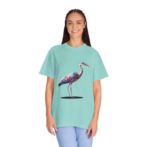 Geo Crane Unisex Garment-Dyed T-Shirt – Stylish Bird Graphic Tee for Nature Lovers - Image 13