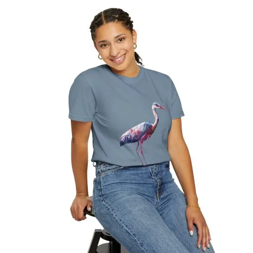 Geo Crane Unisex Garment-Dyed T-Shirt – Stylish Bird Graphic Tee for Nature Lovers - Image 39