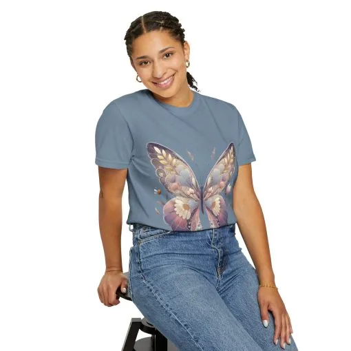 Butterfly Wings Unisex Garment-Dyed T-Shirt - Nature-Inspired Design - Image 24