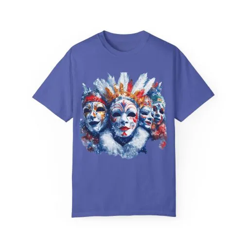 Vibrant Carnival Masks T-Shirt - Unisex Garment-Dyed Tee for Festive Celebrations - Image 13