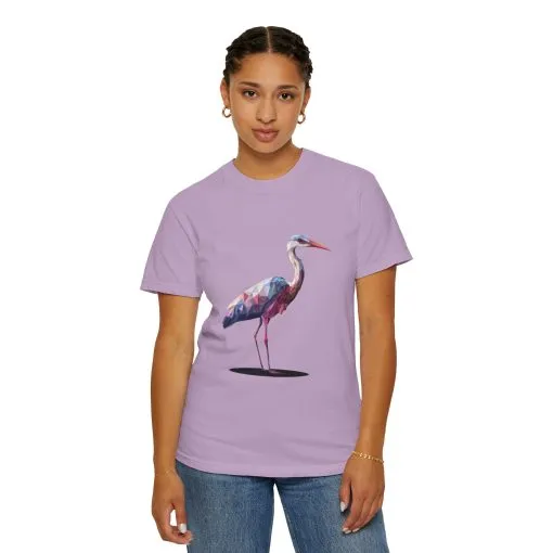 Geo Crane Unisex Garment-Dyed T-Shirt – Stylish Bird Graphic Tee for Nature Lovers - Image 55