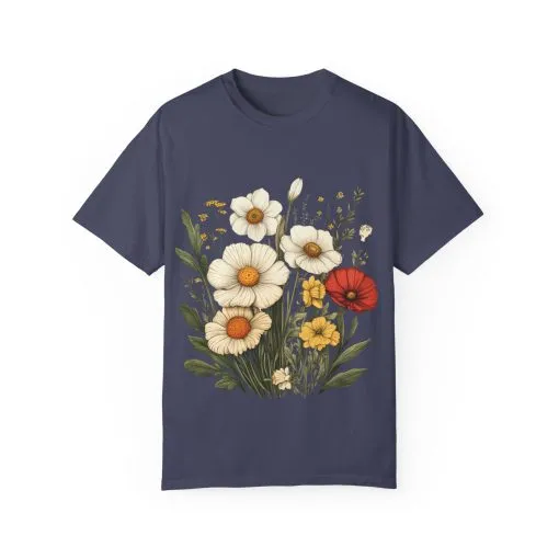 Floral Garden Unisex T-Shirt - Vintage Style Flower Design - Image 25