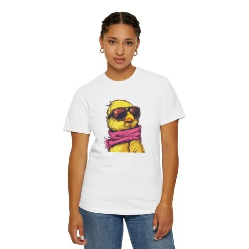 Cool Chick Unisex Garment-Dyed T-Shirt - Fun Bird Design