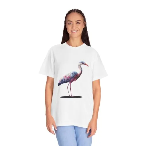 Geo Crane Unisex Garment-Dyed T-Shirt – Stylish Bird Graphic Tee for Nature Lovers - Image 5