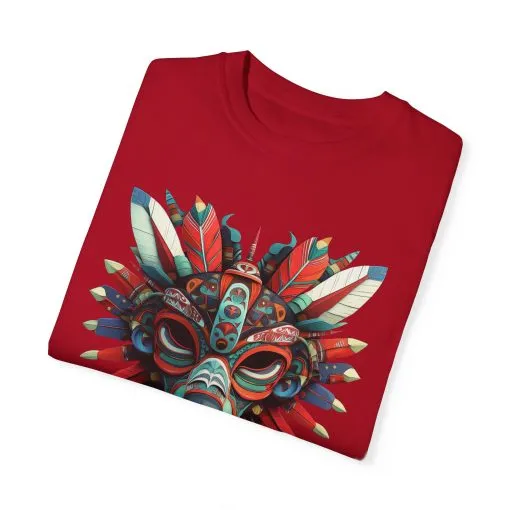 Vibrant Tribal Mask Unisex Garment-Dyed T-Shirt | Unique Festival Fashion - Image 59