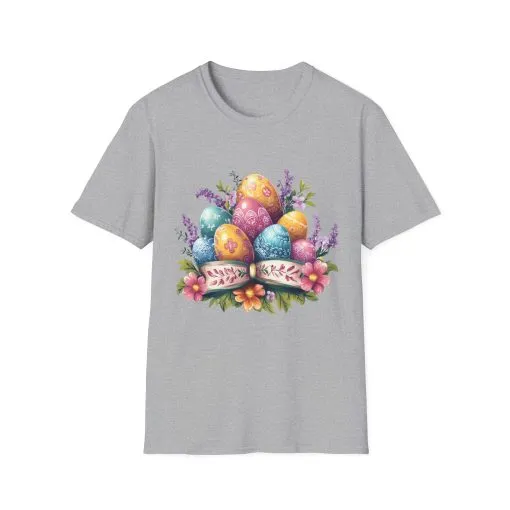 Easter Floral Eggs Unisex Softstyle T-Shirt - Image 9