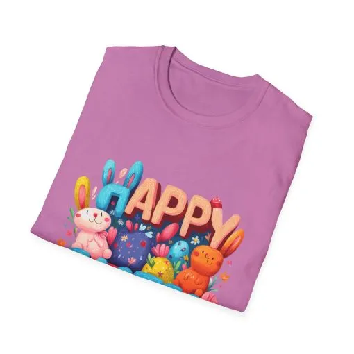 Happy Easter Unisex Softstyle T-Shirt - Fun Spring Bunny Design - Image 58
