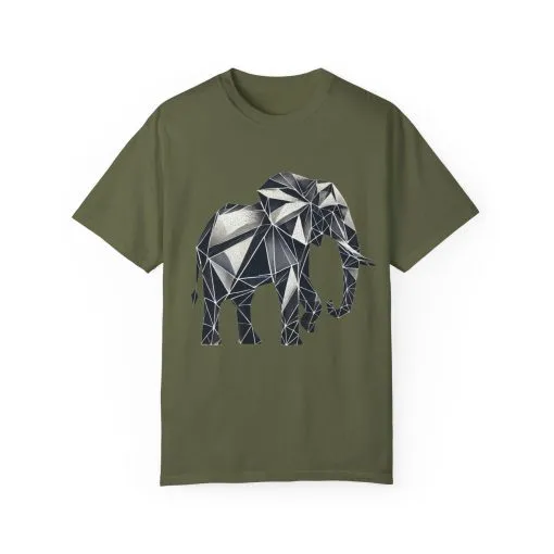 Geometric Elephant Unisex Garment-Dyed T-Shirt - Image 5