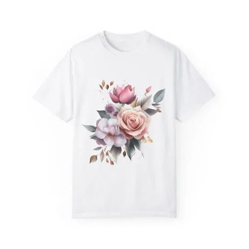 Floral Bouquet Unisex Garment-Dyed T-Shirt - Perfect for Spring Celebrations