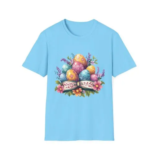 Easter Floral Eggs Unisex Softstyle T-Shirt - Image 29