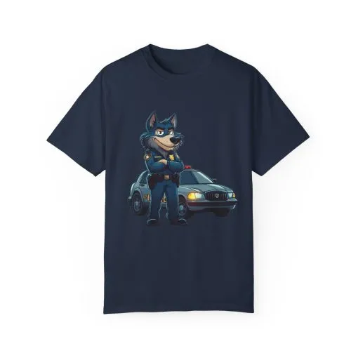 Cute Cartoon Police Dog T-Shirt - Unisex Garment-Dyed Tee - Image 41