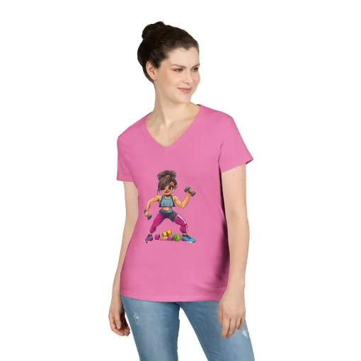 Empowered Fitness Ladies' V-Neck T-Shirt - Motivational Workout Tee - Image 16
