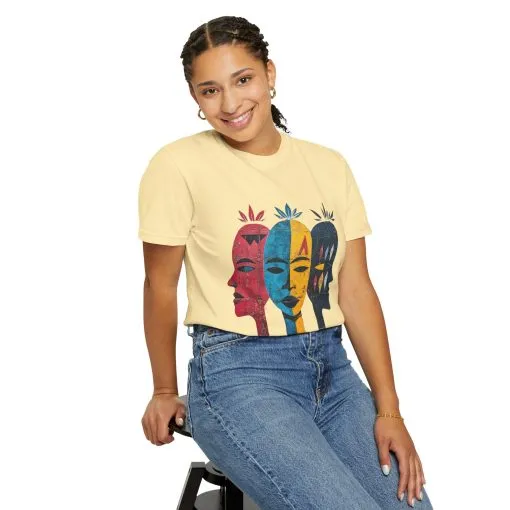 Vibrant Faces Unisex Garment-Dyed T-Shirt - Artistic Expression for Everyday Wear - Image 12