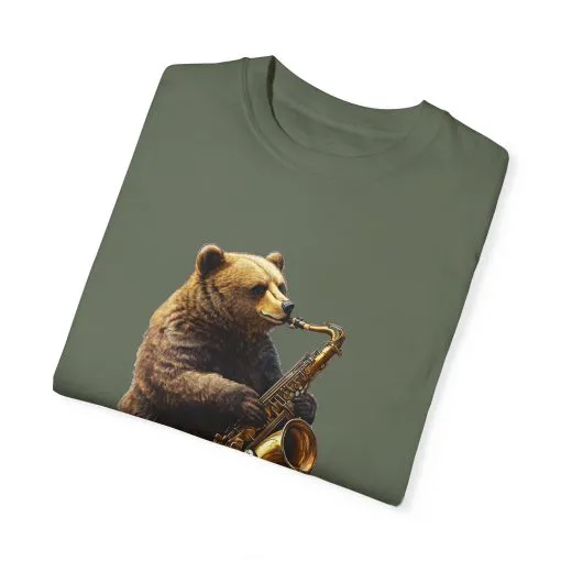 Jazz Bear Unisex Garment-Dyed T-Shirt - Image 22