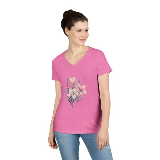 Floral Ladies' V-Neck T-Shirt | Comfortable & Stylish for Spring - Image 8