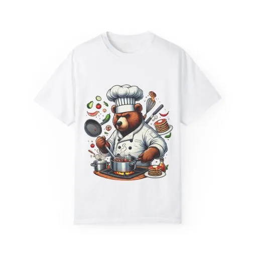 Chef Bear Unisex Garment-Dyed T-Shirt - Perfect for Cooking Lovers and Foodies - Image 5