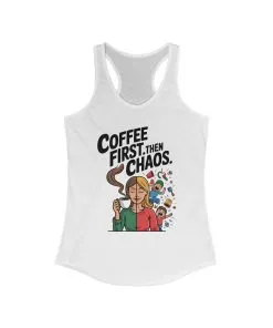Coffee First Then Chaos Women's Tank Top, Ideal Gift for Moms, Fun Casual Wear, Funny Mom Life Top, Mother's Day Gift