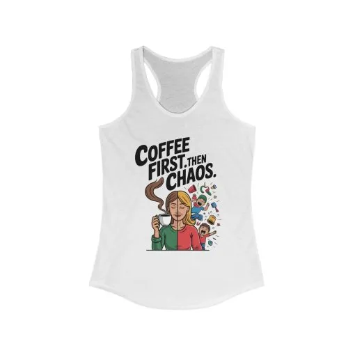 Coffee First Then Chaos Women's Tank Top, Ideal Gift for Moms, Fun Casual Wear, Funny Mom Life Top, Mother's Day Gift