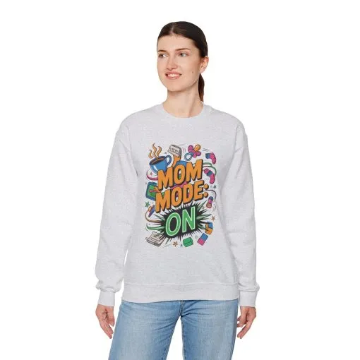 Mom Mode On Crewneck Sweatshirt, Gift for Mom, Mother's Day Humor T-Shirt, Cute Mama Life Graphic Tee, Mother's Day Gift - Image 4