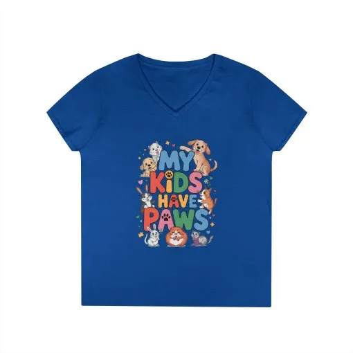 My Kids Have Paws V-Neck T-Shirt, Pet Lover Gift, Cute Animal Shirt, Cute Pet Mom Tee, Animal Parent T-Shirt, Dog Cat Bunny Lover Gift - Image 13