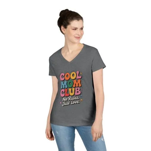 Cool Mom Club V-Neck T-Shirt, Fun Mom Shirt, Gift for Moms, Casual Graphic Tee, Mother's Day Gift, No Rules Just Love - Image 6