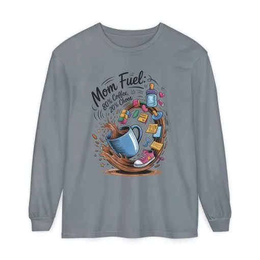 Mom Fuel Long Sleeve T-Shirt, Coffee Lovers Gift, Mother's Day Apparel, Cute Mom Shirt, Coffee Lover Mom Life Top, Coffee Lover's Tee - Image 11