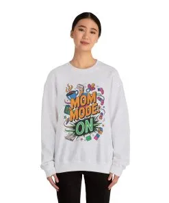 Mom Mode On Crewneck Sweatshirt, Gift for Mom, Mother's Day Humor T-Shirt, Cute Mama Life Graphic Tee, Mother's Day Gift