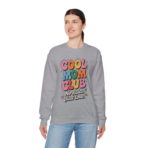 Cool Mom Club Sweatshirt, Gift for Moms, Mother's Day, No Rules Just Love, Retro Colorful Unisex Heavy Blend Crewneck - Image 9
