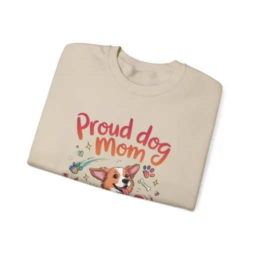Proud Dog Mom Crewneck Sweatshirt, Pet Lover Gift, Dog Mom Apparel, Animal Lover Clothing, Gift for Dog Moms, Puppy Paw Rainbow Print - Image 10