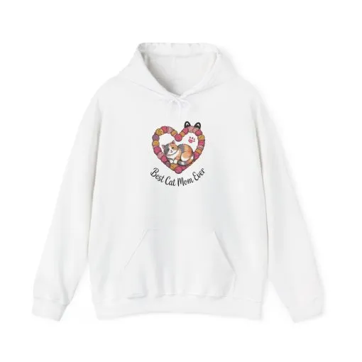 Best Cat Mom Ever Hoodie, Cozy Sweatshirt for Cat Lovers, Gift for Cat Moms, Feline Themed Apparel, Pet Lover Hoodie, Mother's Day Gift - Image 2