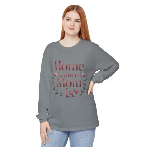 Home is Where Mom Is Long Sleeve T-Shirt, Cozy Gift for Mom, Mother's Day Top, Casual Mom Tee, Family Apparel - Image 10